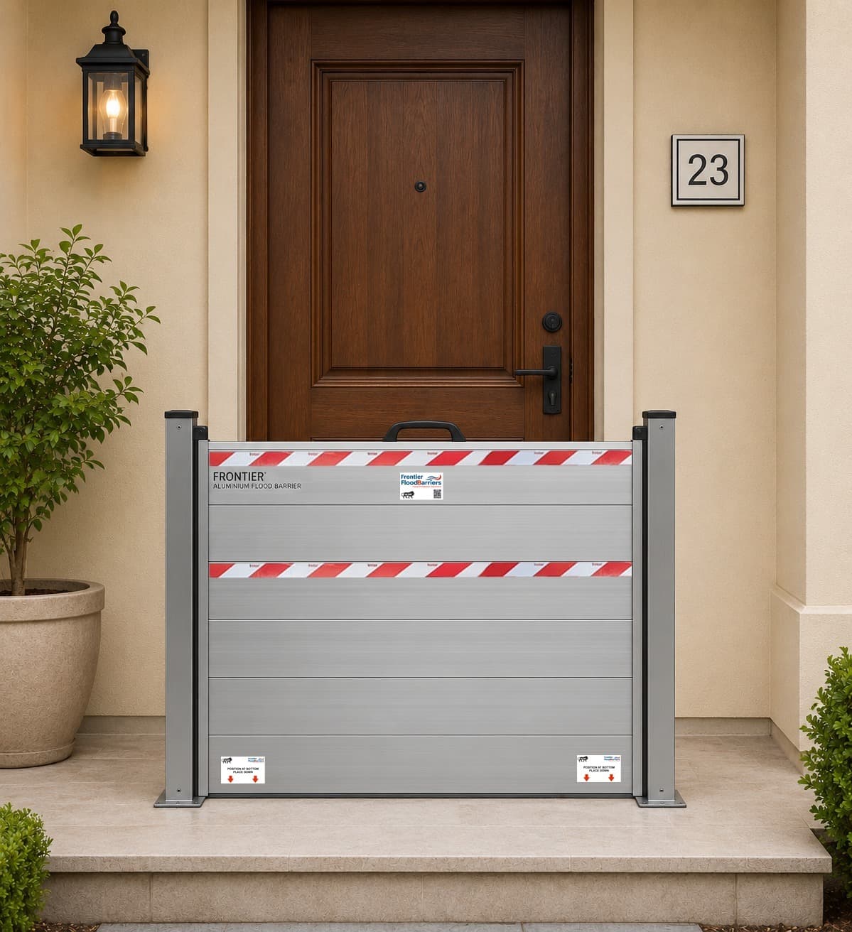 H-Frame flood barrier protection for homes and residences